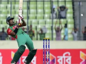 বাংলাদেশ জাতীয় ক্রিকেট দলের খেলোয়াড়ের ব্যাটিং শট – বিশ্ব ক্রিকেটে বাংলাদেশের শক্তি ও সম্ভাবনার প্রতীক।