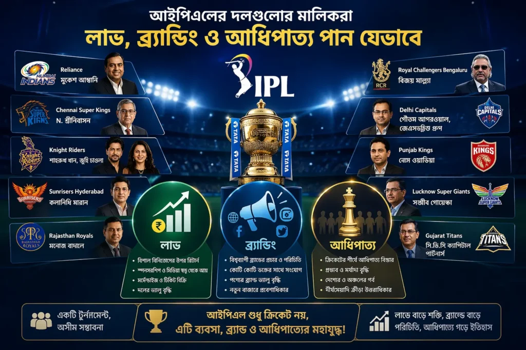 আইপিএল দলে বিনিয়োগের মাধ্যমে লাভ, ব্র্যান্ডিং শক্তি ও আধিপত্য অর্জন